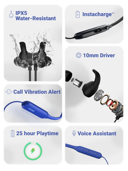 Noise Sense Bluetooth Neckband Earphones specifications